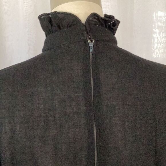 Vintage Bill Haire For Fredricks Wool Black Ruffle Blouse Top Made in USA - Picture 7 of 10